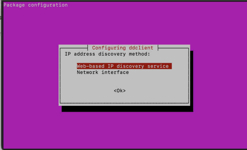 Postup pro připojení přes DDclient pomocí konfigurace IP address discovery method: Web-based IP discovery service