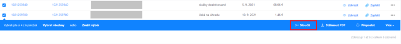Návod na postup ve WebAdminu pro sloučení výzev k platbě