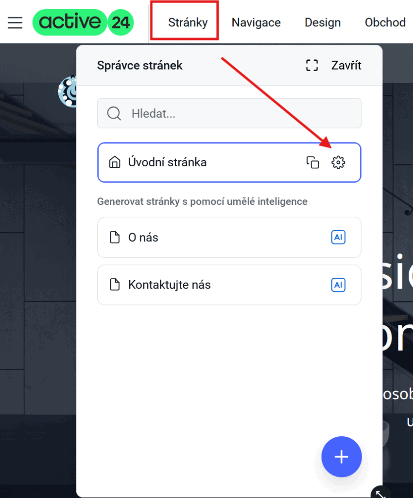 Návod na nastavení obecných vlastností úvodní stránky na vašem webu