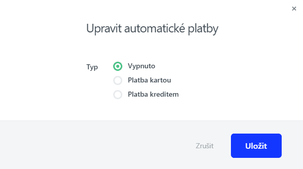 Návod, jak si upravit automatické platby za služby Active24 ve Webadminu