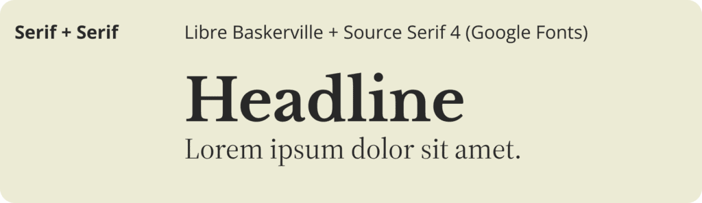 Příklad kombinace fontů: Serif + Serif