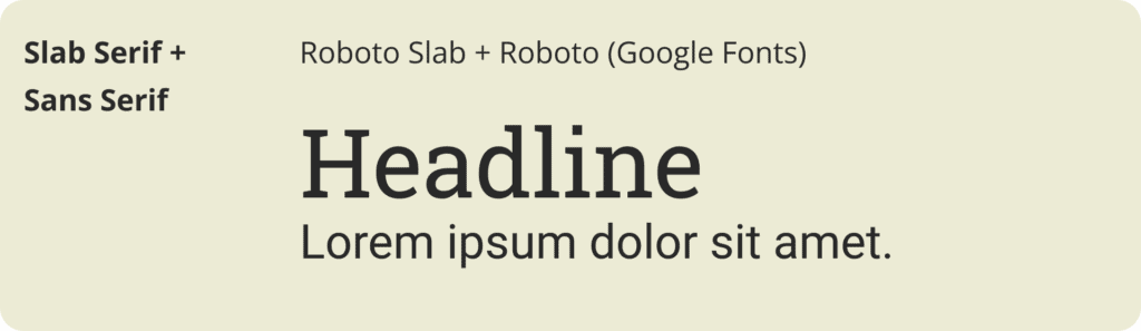 Příklad kombinace fontů: Slab Serif a Sans Serif