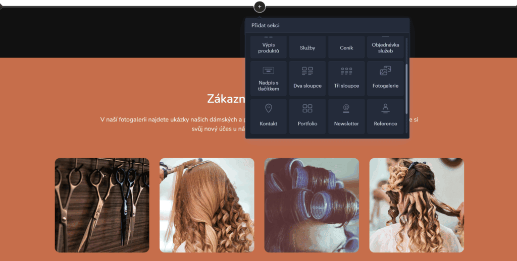Ukázka tvorby galerie ve Website Builderu